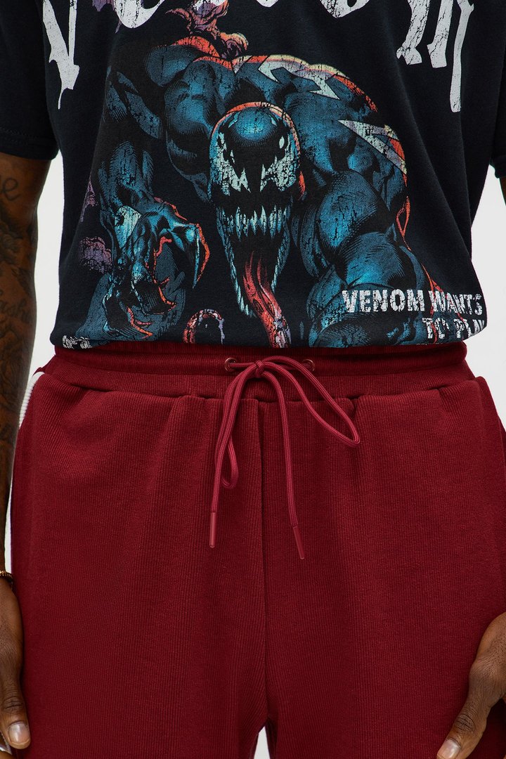 Retro Color Blocked Casual Short - Burgundy/combo