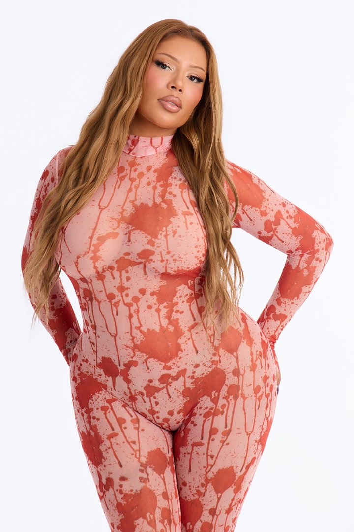 Bloody Babe Jumpsuit Costume - Red/combo