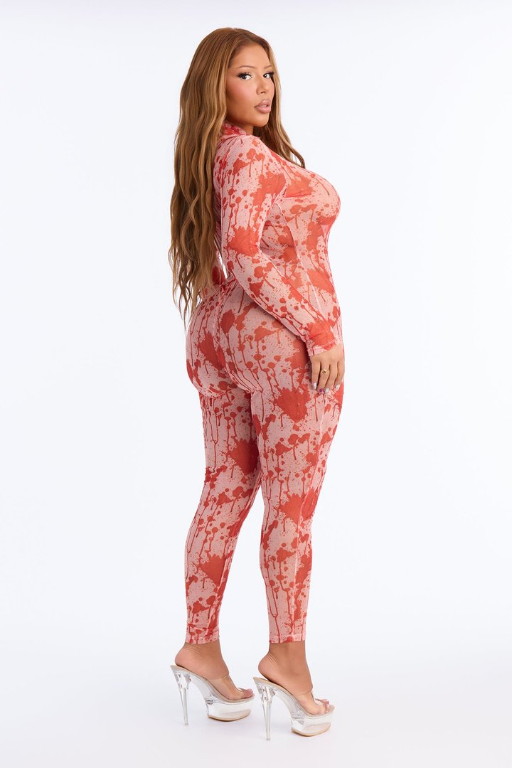 Bloody Babe Jumpsuit Costume - Red/combo
