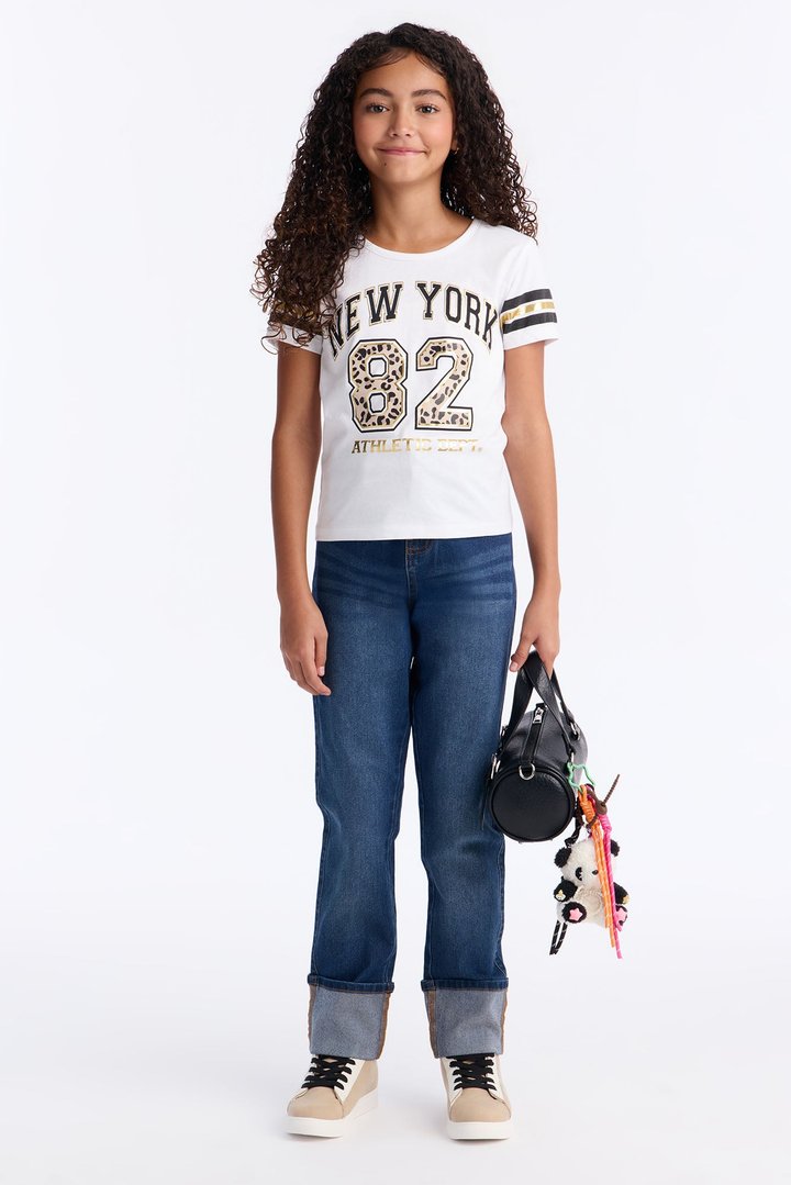 Mini New York 82 Jean Set - White/combo