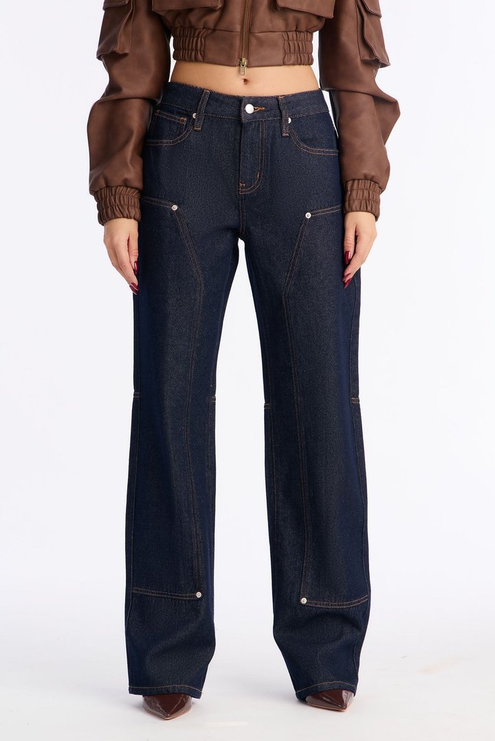 Rock Solid Non Stretch Straight Leg Jeans - Dark Denim