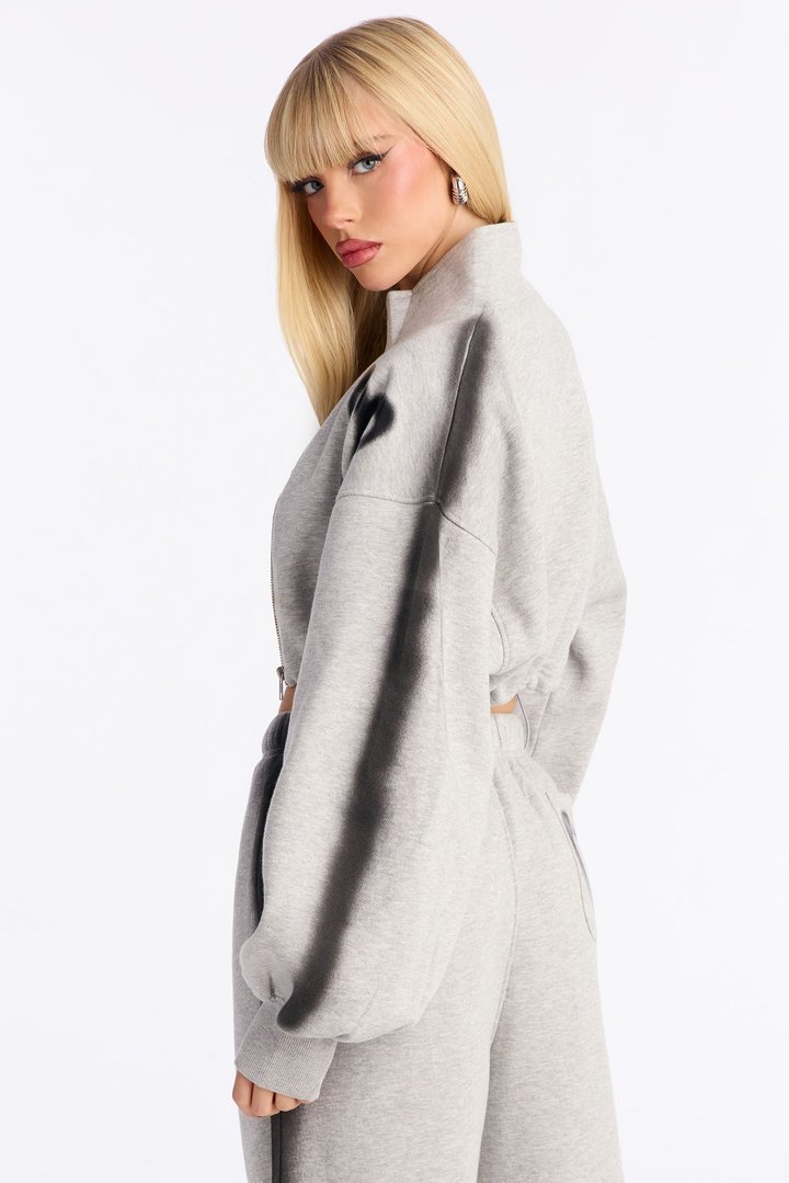 Love Lockdown Fleece Zip Up Lounge Top - Heather Grey