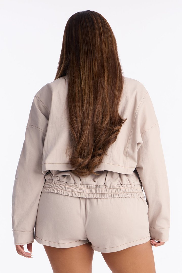 Maxwell Twill Jacket Micro Short Romper - Stone