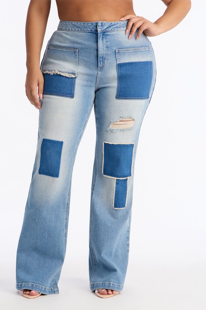 Handicraft Patchwork Flare Jean - Light Wash
