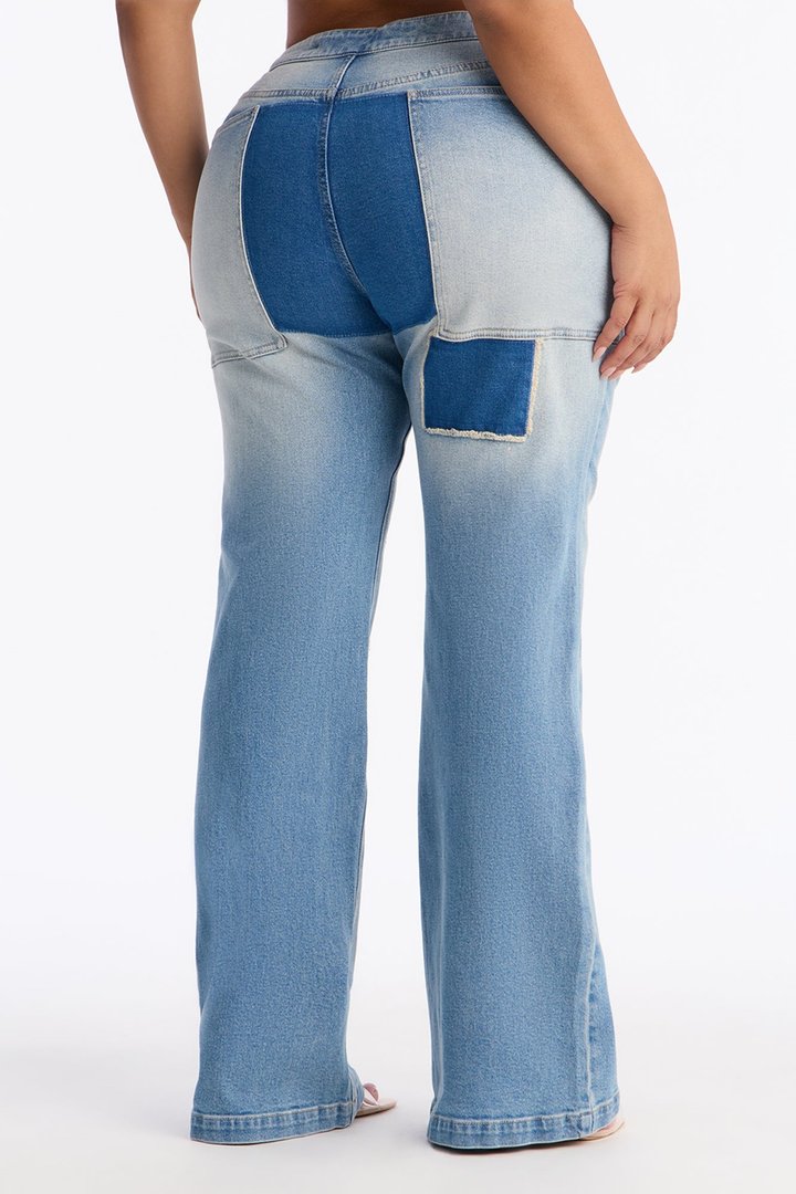Handicraft Patchwork Flare Jean - Light Wash