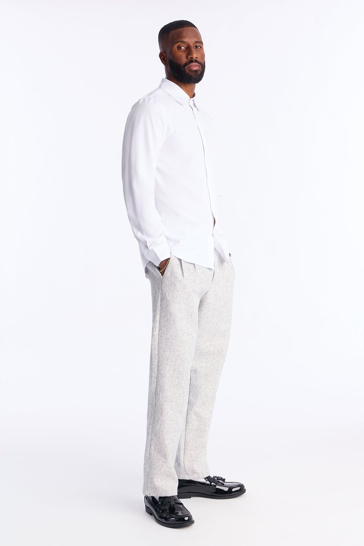 Straight Bleeker Pleated Trouser - Cream