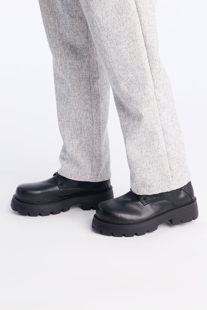 Lace Up Chunky Sole Shoe - Black