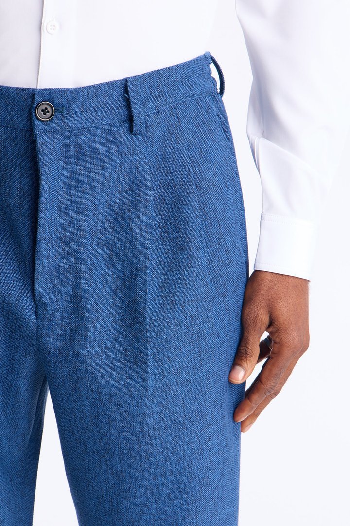 Straight Bleeker Pleated Trouser - Navy