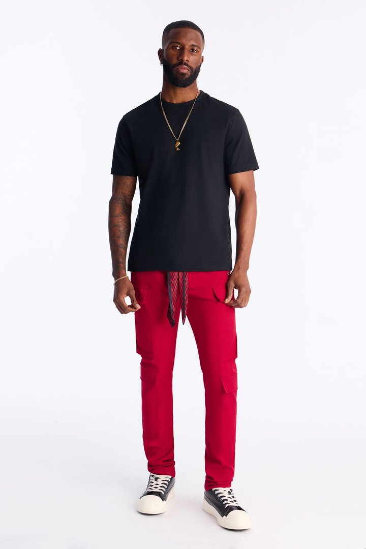 Skinny Stacked Sentinel Multi Pocket Pant - Red