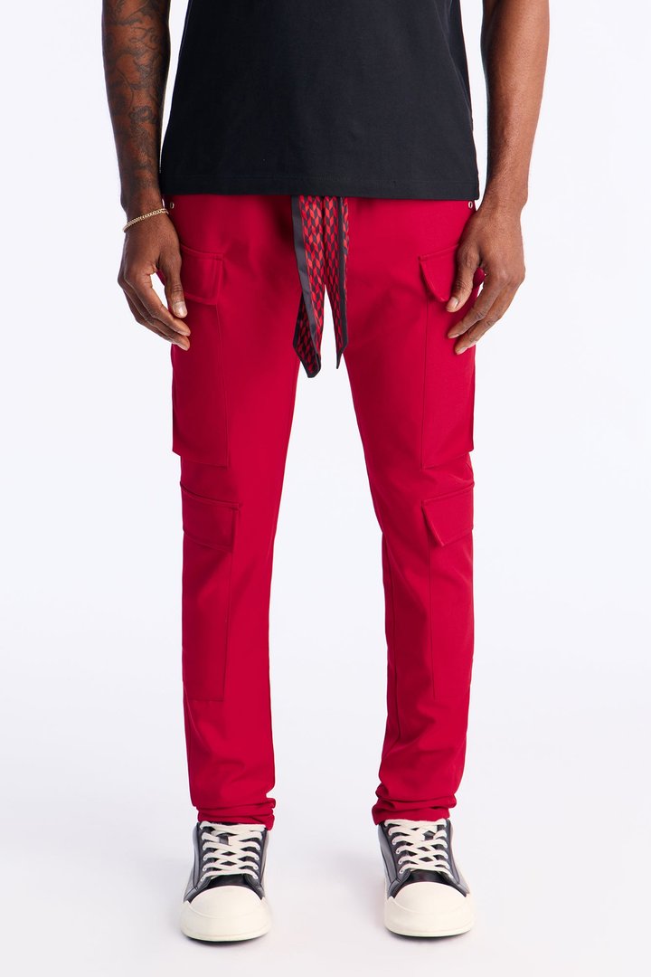 Skinny Stacked Sentinel Multi Pocket Pant - Red