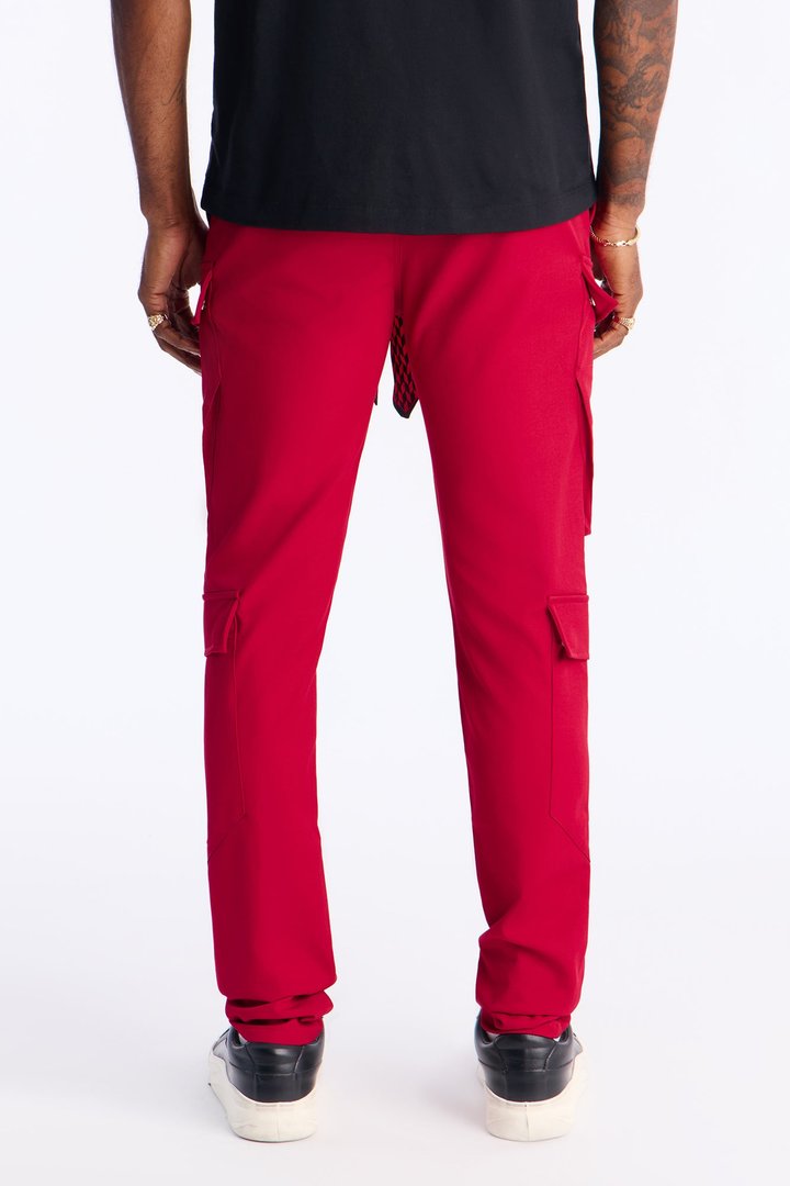 Skinny Stacked Sentinel Multi Pocket Pant - Red