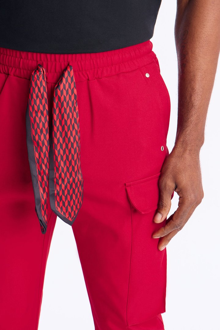 Skinny Stacked Sentinel Multi Pocket Pant - Red