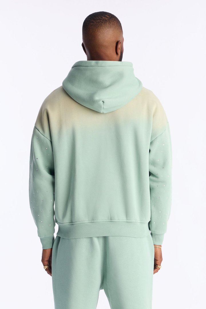 Run Them Rhinestones Oversized Hoodie - Sage