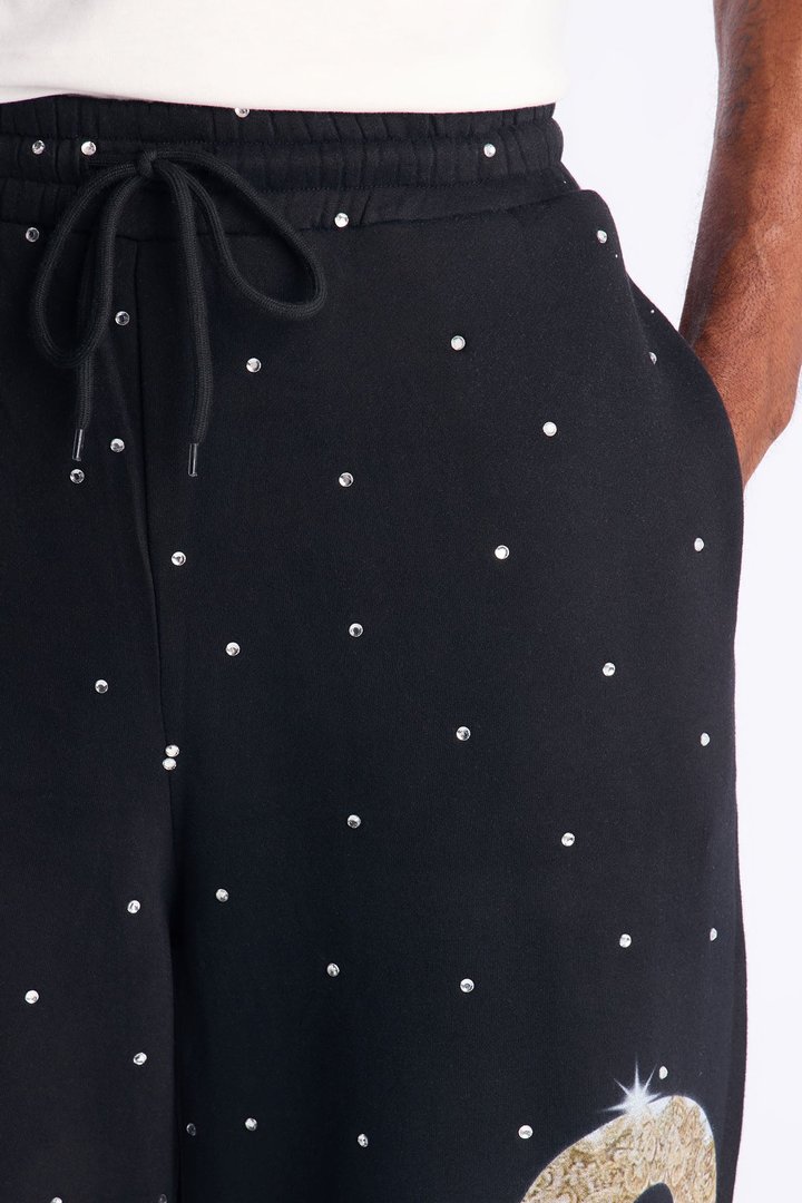 Praying Hands Wide Leg Sweatpants - Black