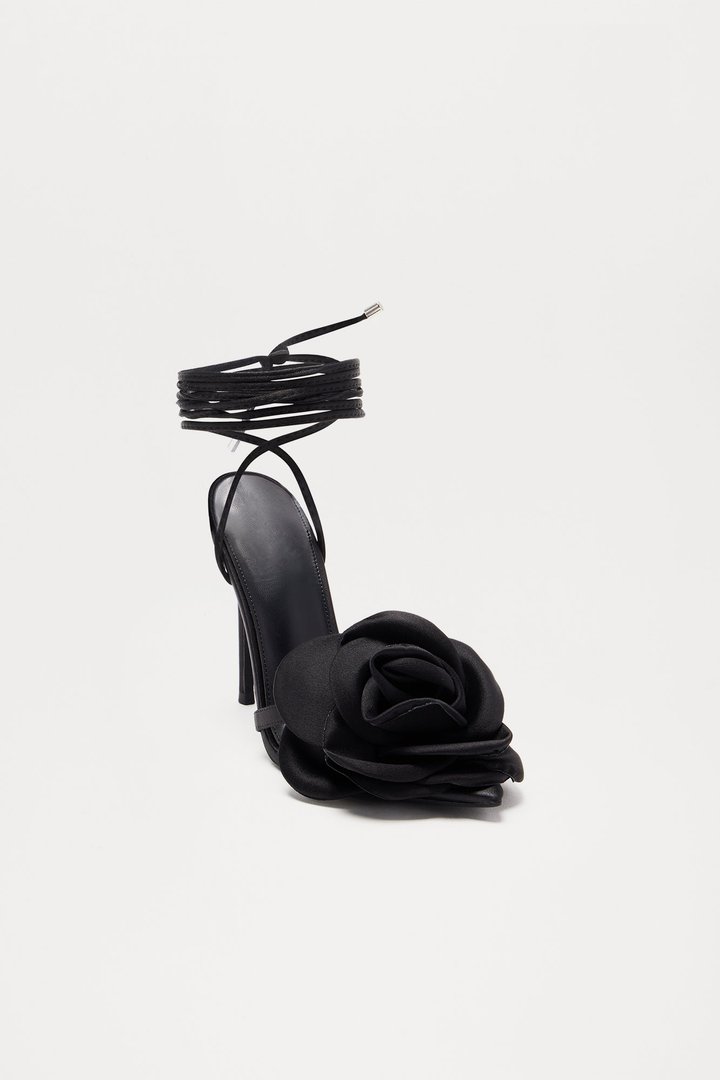 Love Is Blooming Heeled Sandals - Black