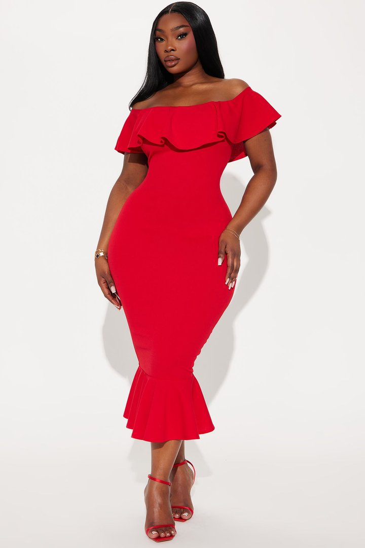 Moments Like This Ruffle Dress - DarkRed