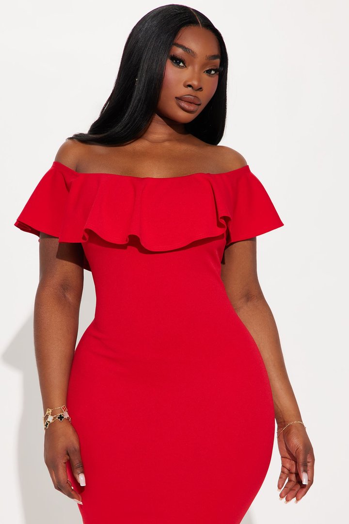 Moments Like This Ruffle Dress - DarkRed