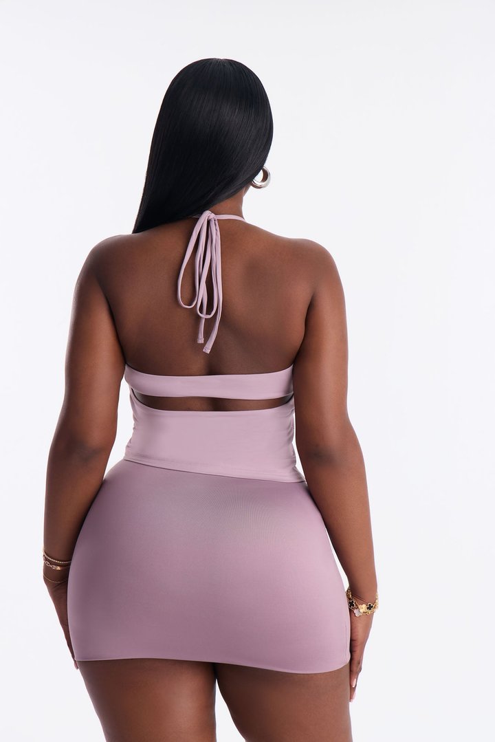 Second Skin Double Lined Cut Out Halter Top - Lavender