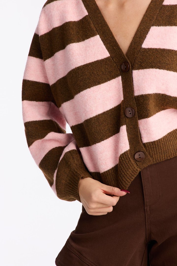 Sweet Addiction Striped Cardigan - Pink/combo