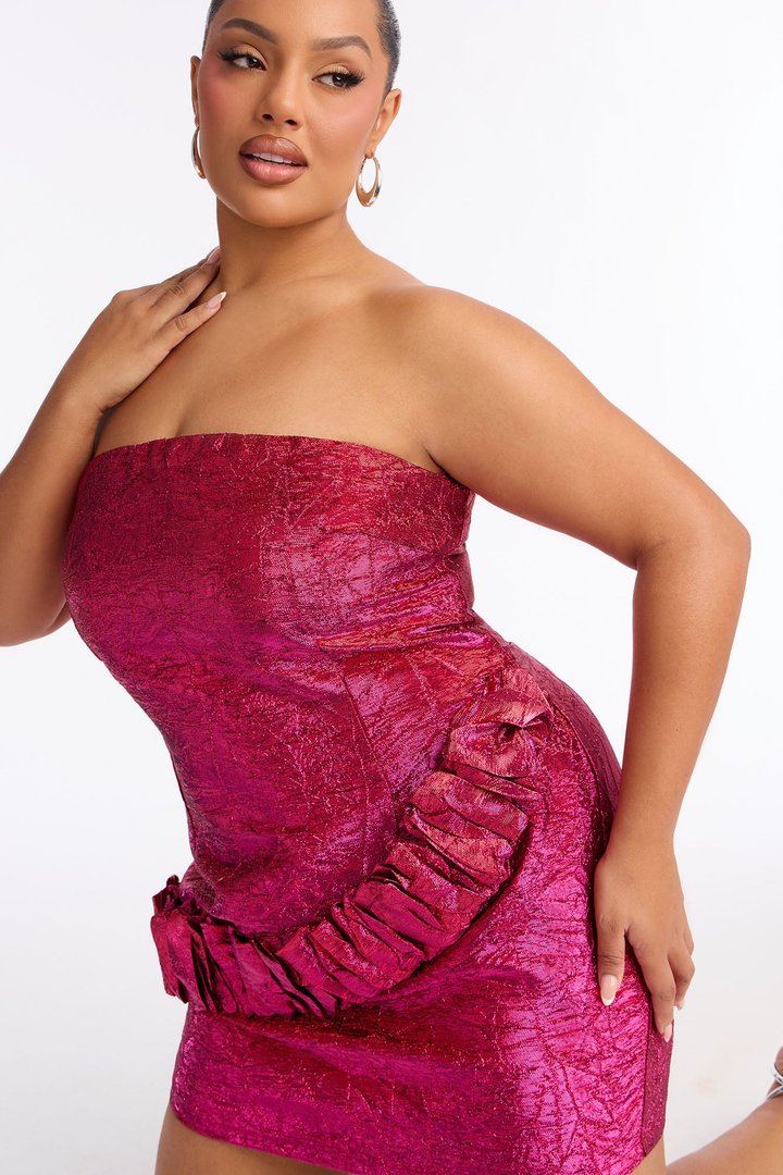 In The Spirit Strapless Metallic Mini Dress - Pink/combo