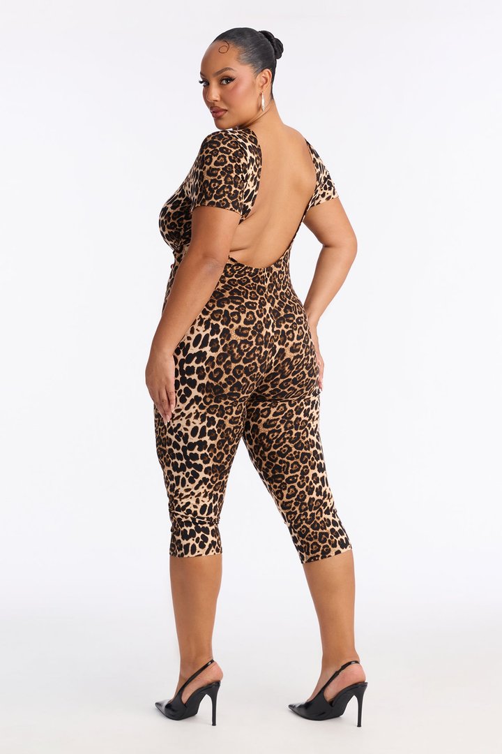 Fierce Instincts Leopard Capri Jumpsuit - Leopard