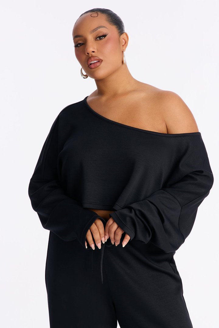 Match My Vibe Modal Lounge Top - Black