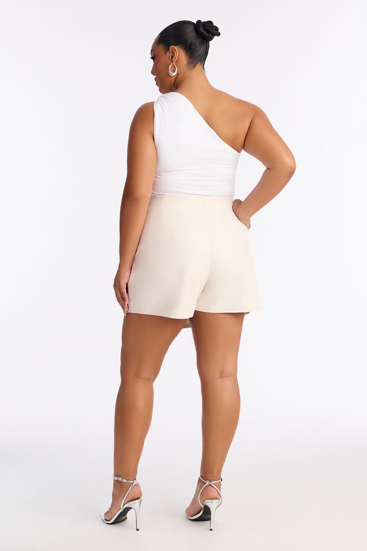 Autumn Vibes Faux Leather Wrap Skort - Stone