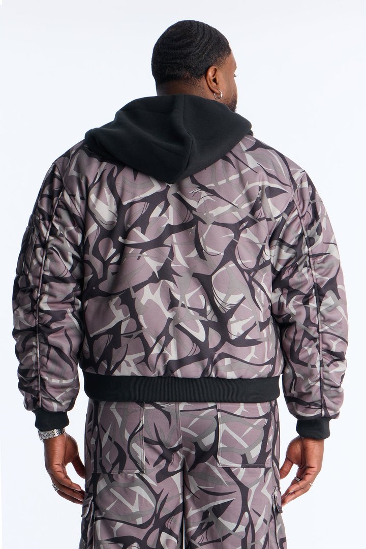 In The Cut Camo Zip Up Hoodie - Grey/combo
