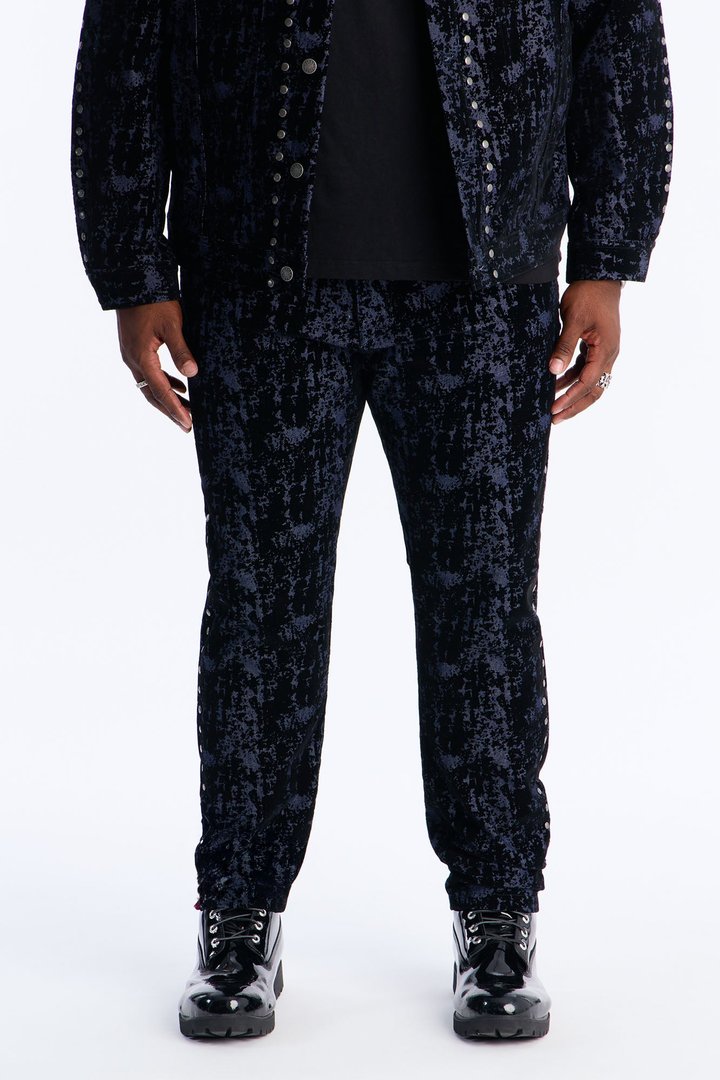 Slim Social Stud Flocked Jean - Indigo
