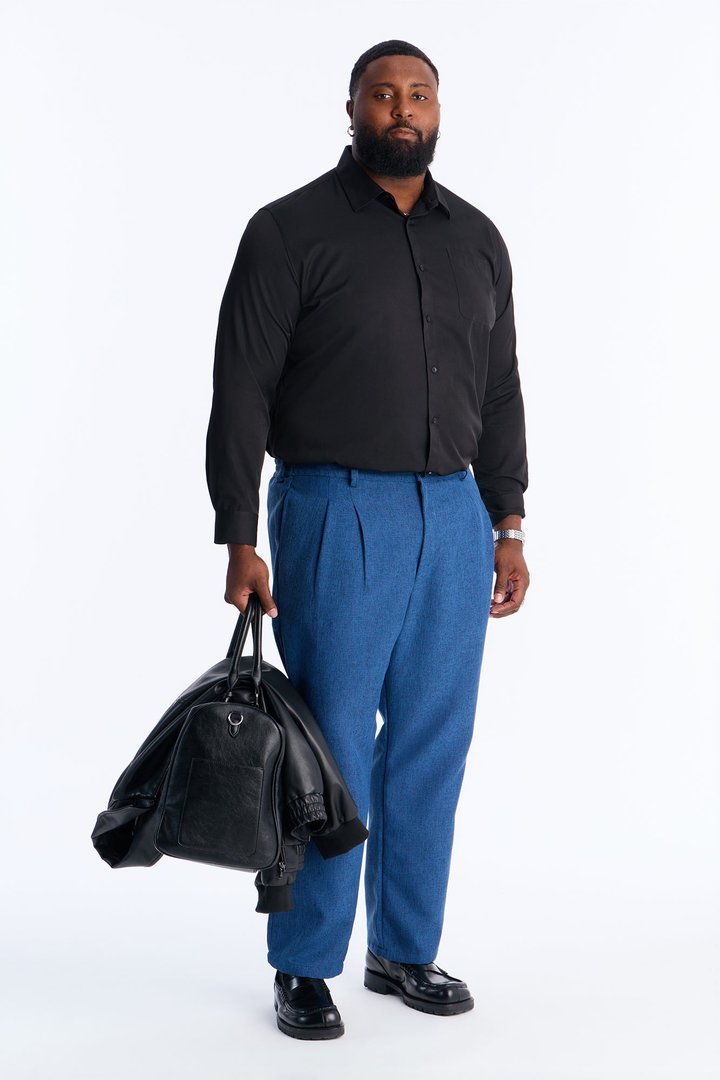 Straight Bleeker Pleated Trouser - Navy