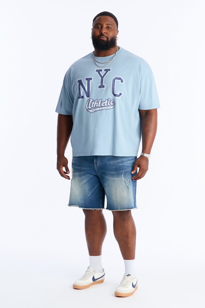 NYC Athletic Dept Oversized Short Sleeve Tee - Light Blue