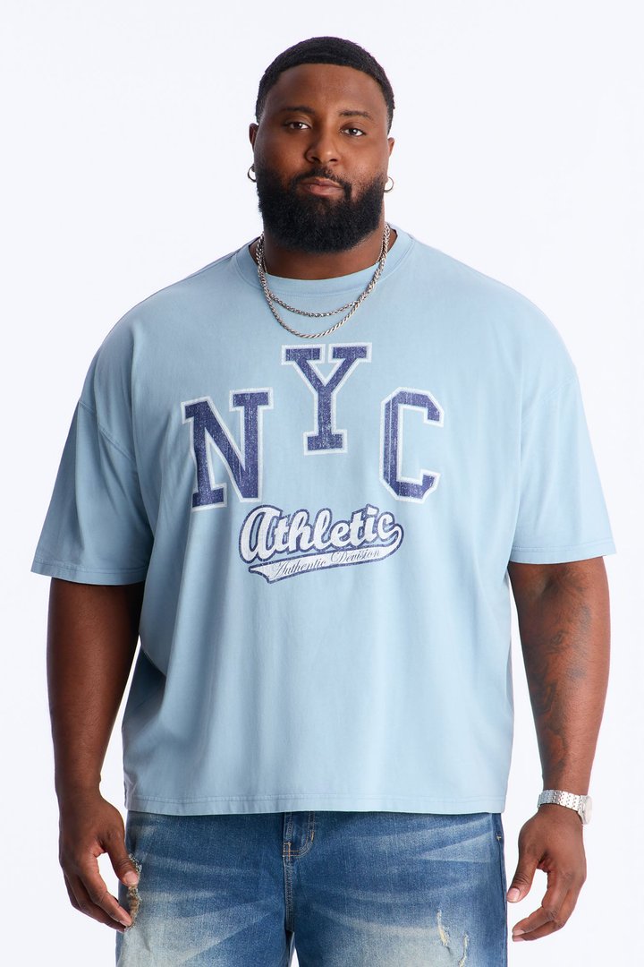 NYC Athletic Dept Oversized Short Sleeve Tee - Light Blue