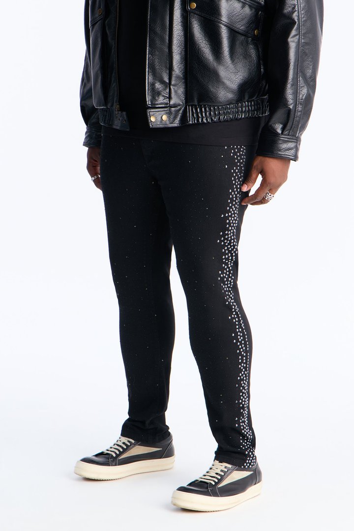 Stacked Skinny Fancy Me Pearls With Jewel Jean - Black