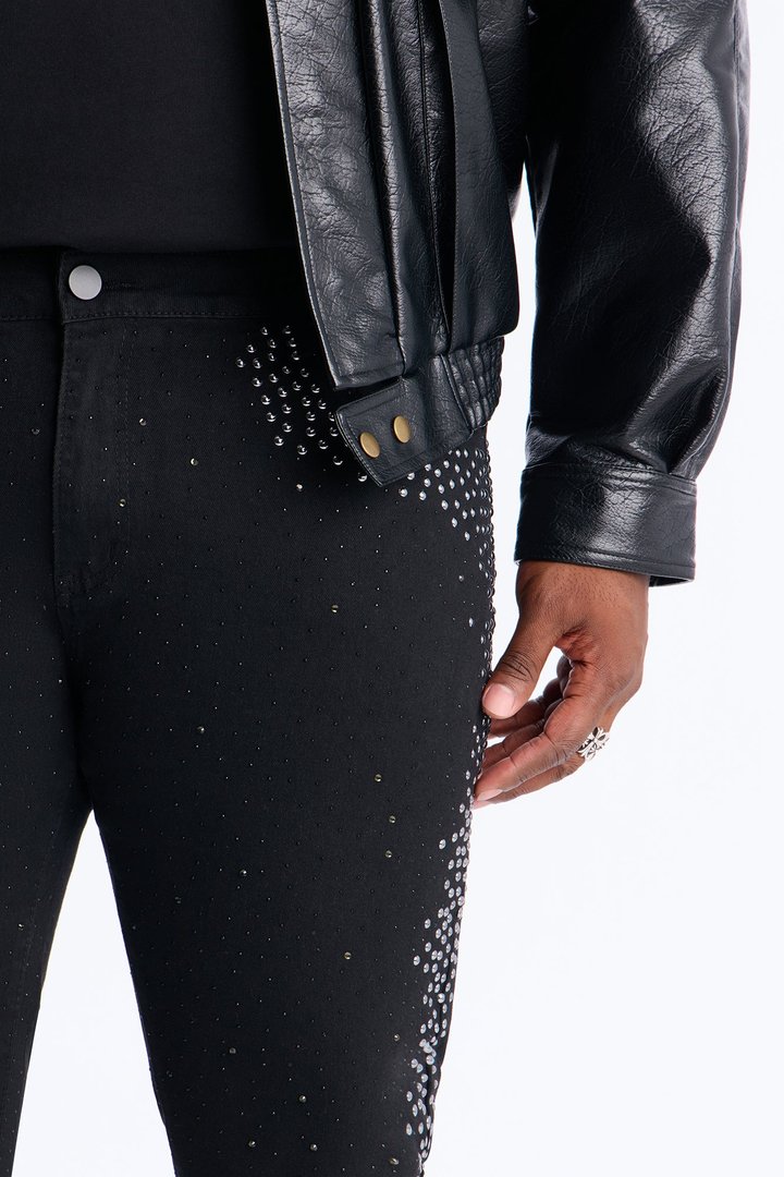 Stacked Skinny Fancy Me Pearls With Jewel Jean - Black