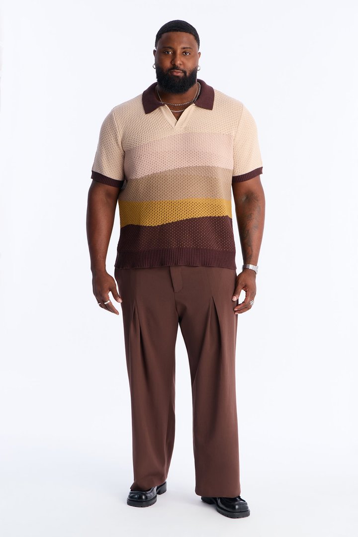 Grove Knitted Johnny Collar Shirt - Brown