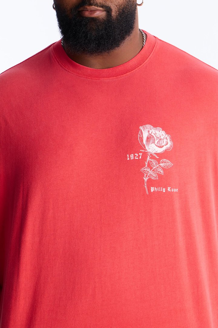 Philly Rose Oversized Short Sleeve Tee - Red