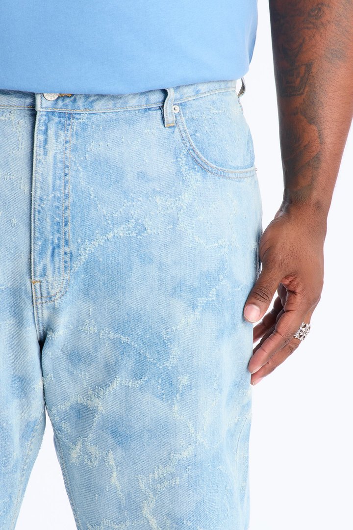 Stacked Slim Flare Surf Fray Slit Jean - Light Blue Wash