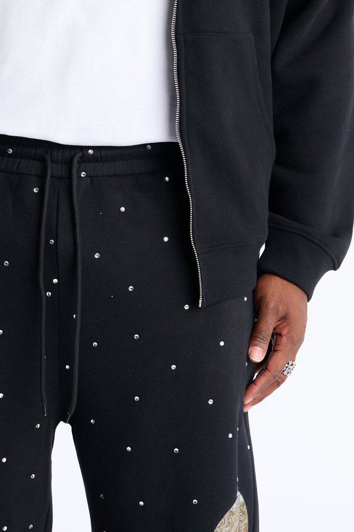 Praying Hands Wide Leg Sweatpants - Black
