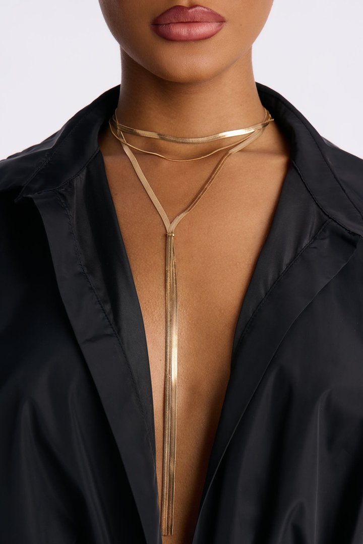 Snake Chain Lariat Necklace - Gold