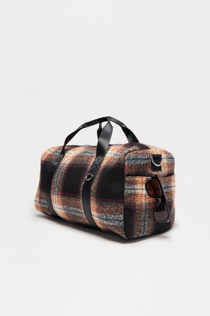 Flannel Mid Size Overnight Duffle Bag - Tan/Multi