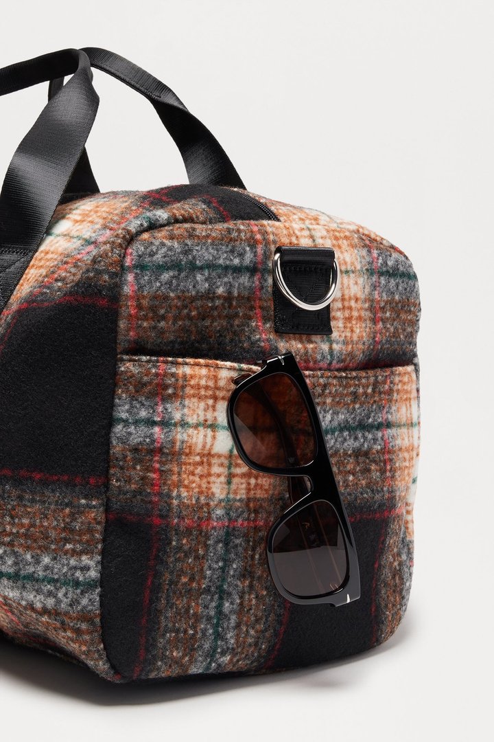 Flannel Mid Size Overnight Duffle Bag - Tan/Multi
