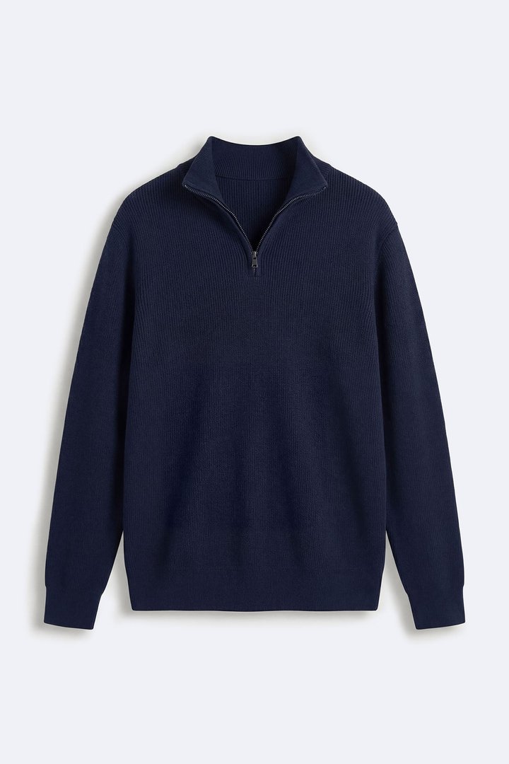 Shawn Quarter Zip Sweater - Navy