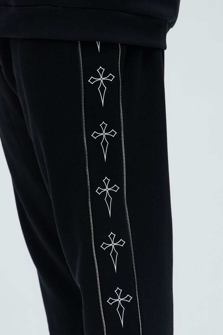 Tayson Cross Straight Sweatpants - Black