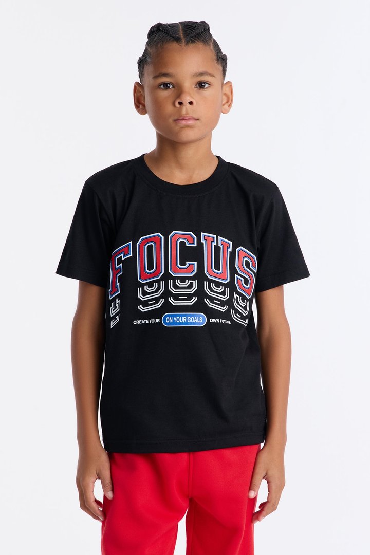 Mini Focus Jogger Pant Set - Black/Red
