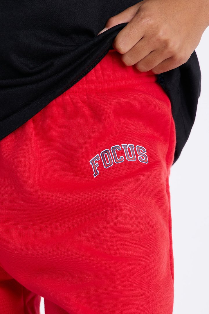 Mini Focus Jogger Pant Set - Black/Red
