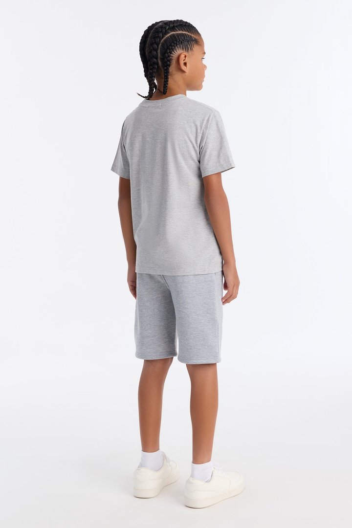 Mini Stay Young Fleece Short Set - Heather Grey