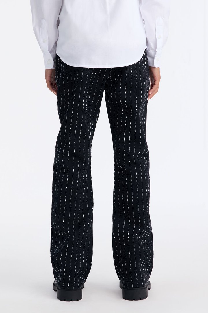 Mini Stacked Slim Flare Ice Me Out Jean - Black