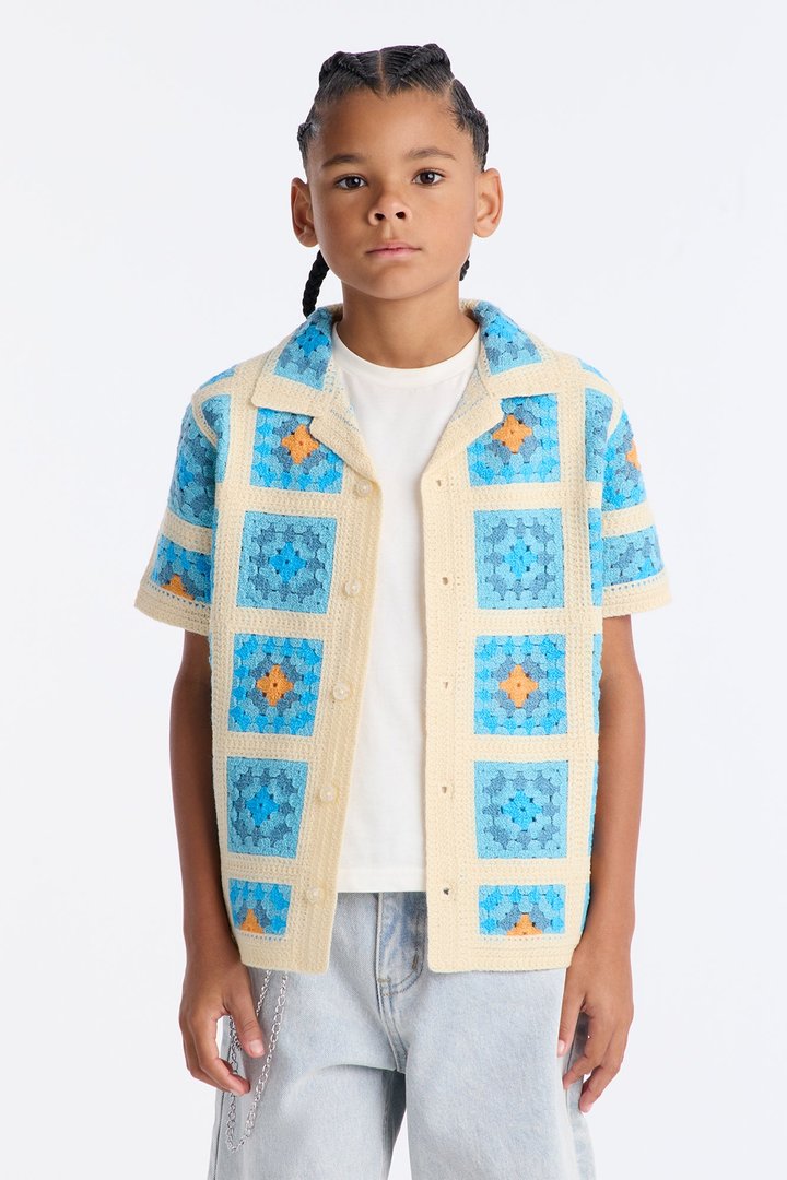 Mini Nolan Textured Shirt - Blue