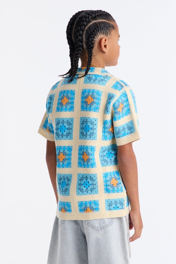 Mini Nolan Textured Shirt - Blue