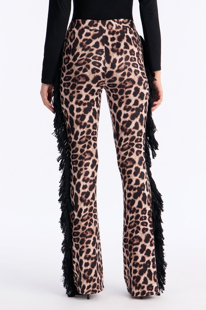 All At Once Leopard Fringe Flare Pant - Leopard